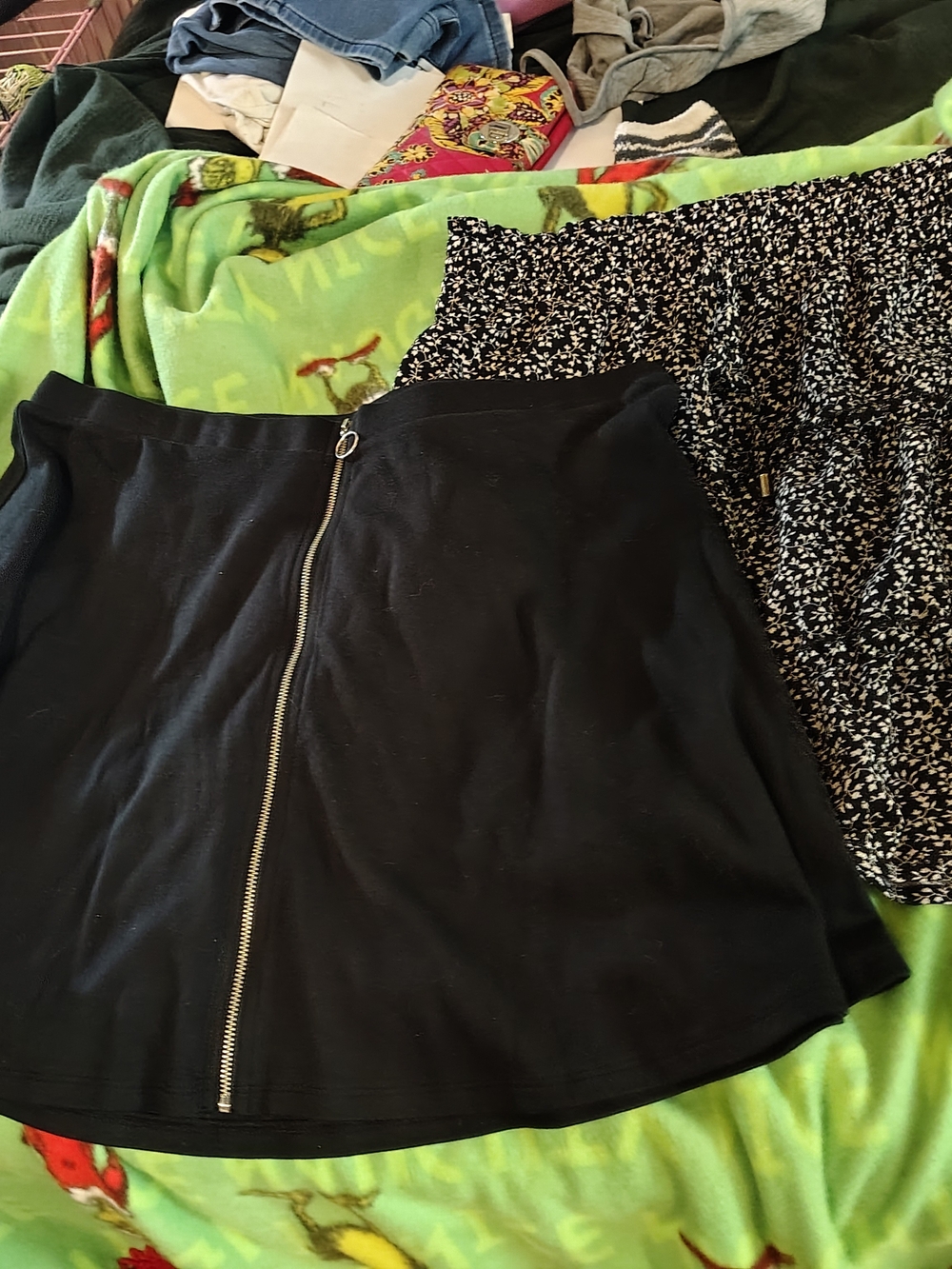 Black A-Line Skirt with Front Zip
